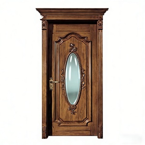 Porte en bois massif sculptée à la main de qualité supérieure, porte intérieure en bois de luxe sur mesure avec un design de sculpture exquis - Product Image 1