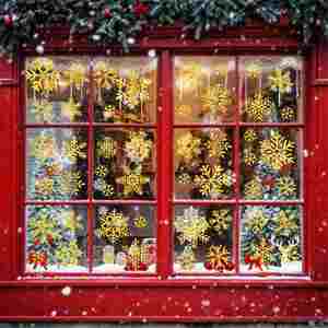 Juego de 6 Pegatinas Decorativas Navideñas para Ventanas y Puertas, Pegatinas para Ventanas de Fiesta, Pegatinas para Ventanas de Año Nuevo - Product Image 1