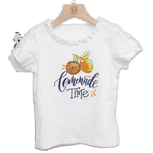 Summer Lemonade Time T-shirts pour enfants Coton respirant à manches courtes Tissu blanc Logo Motif pour filles Bébé Tout-petits - Product Image 1