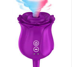 Vibrador <span class=keywords><strong>rosa</strong></span> en forma de <span class=keywords><strong>rosa</strong></span> púrpura inalámbrico, Juguetes sexuales para mujer, succionador de clítoris y lengua - Product Image 4