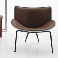 Mobilier de bureau, structure en fibre de verre, base en acier inoxydable, chaise de loisirs en cuir au design moderne