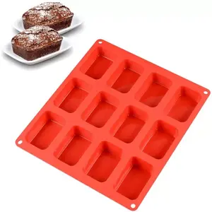 Molde rectangular antiadherente de silicona para jabón, 12 cavidades, para pastel, mousse, chocolate