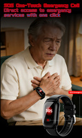 Montre connectée pour personnes âgées avec suivi GPS AGPS WIFI LBS, moniteur de fréquence cardiaque, de température, de pression artérielle, SOS, alarme de chute, appels bidirectionnels, IP67