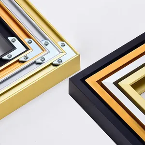A0 A1 Large Size Black Gold Aluminum Metal Picture Frame For Canvas Floater Frame Wholesale