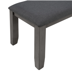 Table et chaises de salle à manger avec banc, ensemble de salle à manger en bois rustique, ensemble de 6 (gris) - Product Image 4