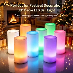 RGB LED Decor Cylinder <strong>Table</strong> Light Remote Control Color <strong>Changing</strong> Ball Light IP65 Waterproof Decor Lamp for Festival Decoration - Product Image 2