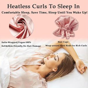Bigoudi en satin <span class=keywords><strong>sans</strong></span> chaleur pour tous types de cheveux avec bonnets de nuit – Bigoudis <span class=keywords><strong>sans</strong></span> chaleur à porter pendant le sommeil - Product Image 3