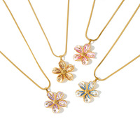 Collier à maillons tendance avec pendentifs breloques fleur en acier inoxydable chic, plaqué or 18 carats, accessoires personnels, vente en gros TGXL14121