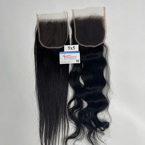 Hot New 100% Raw Vietnamien Extensions de Cheveux Humains Dentelle Fermeture Bonne Qualité Bundle Wave Swiss HD Perruque Type 1B Couleur - Product Image 4