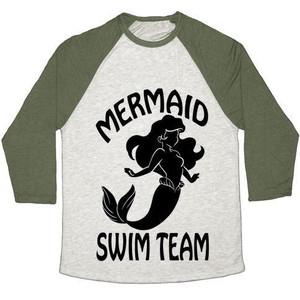Maglietta da baseball unisex Tri-Blend della squadra di nuoto Mermaid - Product Image 2