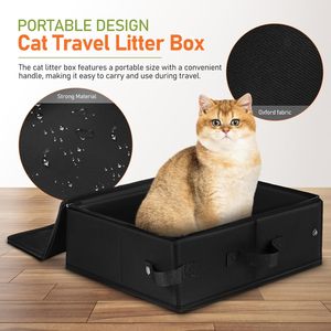 Foldable Fabric Cat Litter Bag Black Rectangle Portable Cat Toilet For Outings Washable - Product Image 2