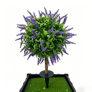 Soft Fragrant Round Lavender Floral Orb with solid <b>ground</b> <b>stake</b> base <b>for</b> garden lawn roadside villa courtyard fresh - Product Image 1