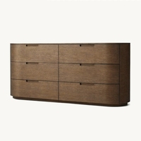 Commode à tiroirs en bois massif de style américain, meuble de rangement pour chambre à coucher, organisateur de tiroirs, armoire à six tiroirs vintage française pour salon