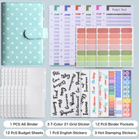 Carnet de notes en similicuir tendance avec pochette pour 100 enveloppes de budget, classeur à 6 anneaux A5, planificateur de budget avec poche