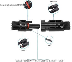 Conectores de Cable de Alimentación CC MCX IP67 de 1000V 30A, Macho y Hembra, para Paneles Solares y Sistemas Fotovoltaicos - Product Image 2