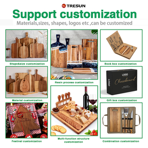 Planche à découper en bois massif d'acacia avec poignée, planche à découper portable, double face, plateau alimentaire prêt pour la restauration, épaisseur 2 cm - Product Image 4