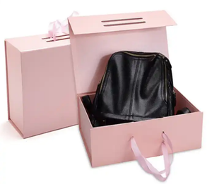 Hot <b>Sale</b> Luxury Pink Clamshell Gift Paper <b>Box</b> Custom Logo Rigid Cardboard Packaging <b>for</b> Cosmetics Empty Handle Industrial Use - Product Image 4