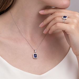 Juego de Joyería de Plata de Ley con Circonita Corte Esmeralda para Novia, Venta al por Mayor de Fábrica, Collar Clásico Chapado en Rodio para Fiesta - Product Image 5