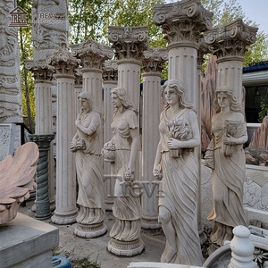 Porte de jardin en pierre Olumn grandes Statues blanches conception de <span class=keywords><strong>pilier</strong></span> avec <span class=keywords><strong>Statue</strong></span> prix de gros - Product Image 4