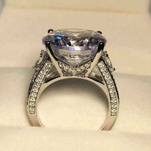 Bague F1688 en Moissanite, taille Marquise, or blanc, sertie pavé, alliance de fiançailles pour femme - Product Image 2