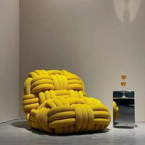 Brandneuer Italienischer Designer-Luxus-Loungesessel aus Stoff, Einzelner Geflochtener Relaxsessel im Knoten-Design, Freizeit-Funktionssessel - Product Image 1