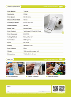 Imprimante thermique portable PUTY Mini 58 mm pour reçus sans fil, 2 pouces, mobile, TPV, pour petites entreprises, centres commerciaux, stock 203 dpi