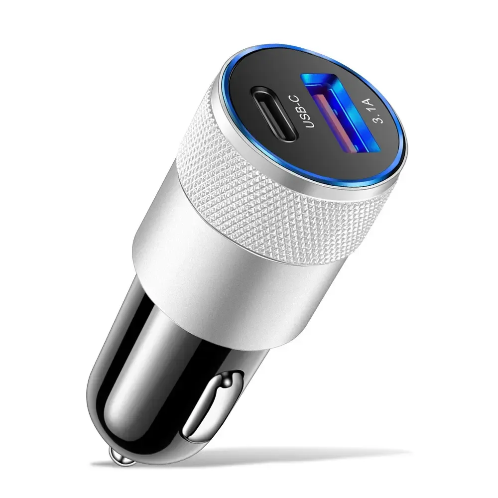 Fast USB C 3.1A Dual Port Car Charger For iphone Xiaomi Huawei Samsung PD Charging Adapter Auto parts