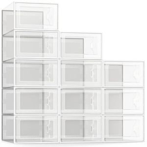 Große Stapelbare Abnehmbare Faltbare Schuhaufbewahrungsbox aus Kunststoff für Kleiderschrank und Garderobe Platzsparender Einlagiger Schuhorganizer - Product Image 1