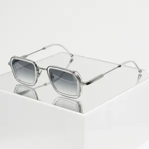 Lmamba Custom logo retrò quadrato in metallo occhiali da sole Vintage grandi sfumature <span class=keywords><strong>di</strong></span> alta qualità donne acetato polarizzati occhiali da sole uomo - Product Image 1