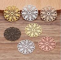 100 pièces/sac, filigranes en laiton antique doré rose, vente en gros, connecteurs en filigranes pour la fabrication de bijoux, boucles d'oreilles