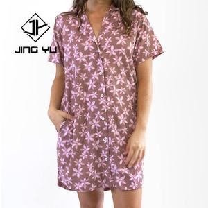 Hot Sale <b>Rayon</b> Women T-shirt <b>Dress</b> Customize Your Design Printed Button High Quality Knee Length Skirt <b>Dress</b> - Product Image 3