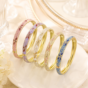 กำไลข้อมือคริสตัลชุบทองโลหะผสมสังกะสีลายดอกไม้เคลือบสีแบบหยดน้ำสไตล์ยุโรปอเมริกันตะวันออกกลางรุ่นใหม่ - Product Image 2