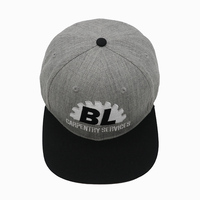 Topi Snapback Hip Hop Heather Grey Custom, Pinggiran Datar, Logo Bordir, Dapat Disesuaikan, untuk Streetwear