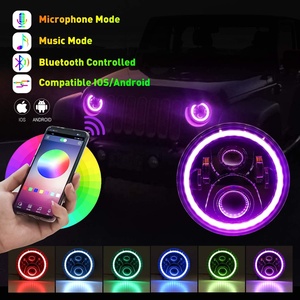 Faros Delanteros LED RGB de 7 Pulgadas JK con Anillos Halo de Persecución Multicolor Controlados por la Aplicación ADT + Faros Antiniebla RGB de 4 Pulgadas - Product Image 4