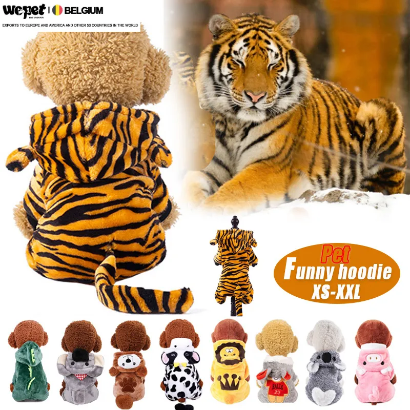 Pet Clothes Dogs Funny Dinosaur Cow Tiger Koala Costumes Coat for Small Dog Warm Fleece Puppy Outfit Cats Clothing XS-XXL