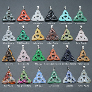Cristales curativos de moda, joyería de piedras preciosas, nudo celta irlandés Natural, forma de triángulo, Colgante de Piedra de ópalo creado, collar de dijes - Product Image 4