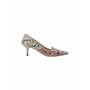 Pumps en daim gris brodés, style talon chaton - Product Image 6