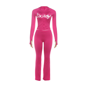 D7542-2026 Nuovo Set Due Pezzi da Donna alla Moda con Felpa con Cappuccio e Stampa Mimetica, Maniche Lunghe, Pantaloni Aderenti Sportivi Trendy - Product Image 3