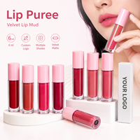 Baume à lèvres mat velours 18 teintes, waterproof, teinte pour lèvres et joues longue tenue 6ml, logo personnalisé OEM