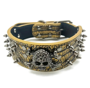 Venta al por mayor <span class=keywords><strong>collar</strong></span> de perro de cuero con pinchos con remaches de bala suave y ajustable para perros pequeños, medianos y grandes - Product Image 4