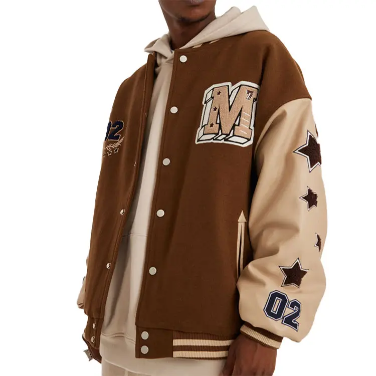 Custom Design Men Baseball Uniform High Quality Heavyweight Crop Embroidered Jacket Bomber Jacket