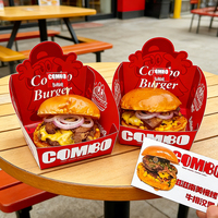 Empaque de Cartón Blanco Biodegradable, Reciclable y Desechable, Ecológico, Impreso Personalizado, para Hamburguesas y Sándwiches de Comida Rápida