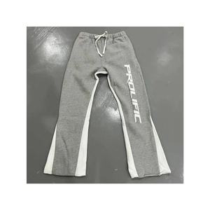 Pantalons de survêtement décontractés, pantalon de jogging évasé, peinture sur écran, patchwork, cordon de serrage, taille anti-plis, pantalon de survêtement évasé pour homme - Product Image 1