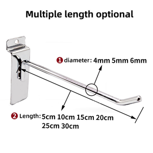 Reliable Heavy-Gauge <b>Chrome</b> Plated Adjustable Durable Metal Slotted <b>Hook</b> 26lb+ Capacity for Boutique Shop Wall Display Fixture - Product Image 6