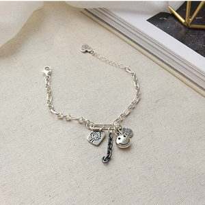 Bracelet en argent sterling 925, bijoux vintage, visage souriant, mon seul et unique, fait pour vous - Product Image 2