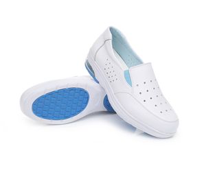 Zapatos de Enfermera Blancos de Cuero con Plataforma y Amortiguación de Aire, Antideslizantes y Cómodos para Mujer, Venta al Por Mayor - Product Image 5