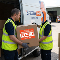 Autocollants d'avertissement holographiques haute visibilité et durables pour articles fragiles - Étiquettes d'expédition robustes 3x5 pour la logistique e-commerce et la manipulation sécurisée