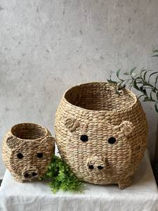 Vente chaude tissé à la main jacinthe d'eau cochon Animal forme panier pour enfants pépinière chambre décor jouet paniers prix de gros - Product Image 2