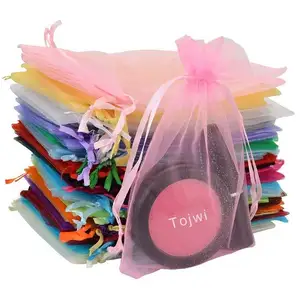 Loonde Wholesale 13x18cm Sheer Drawstring Gift Bags White Organza Jewelry Pouches Colorful Drawstring Organza Bag