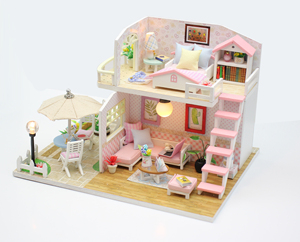 Vente chaude Enfants Exquis 3D Miniature Diy Rose Loft Chambre Puzzle Miniature Meubles Maisons De Poupée - Product Image 1